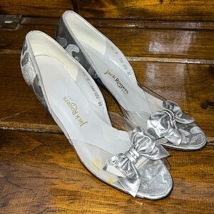 Vintage Jack Rogers Gray Satin D’Orsay Heels- 9.5
